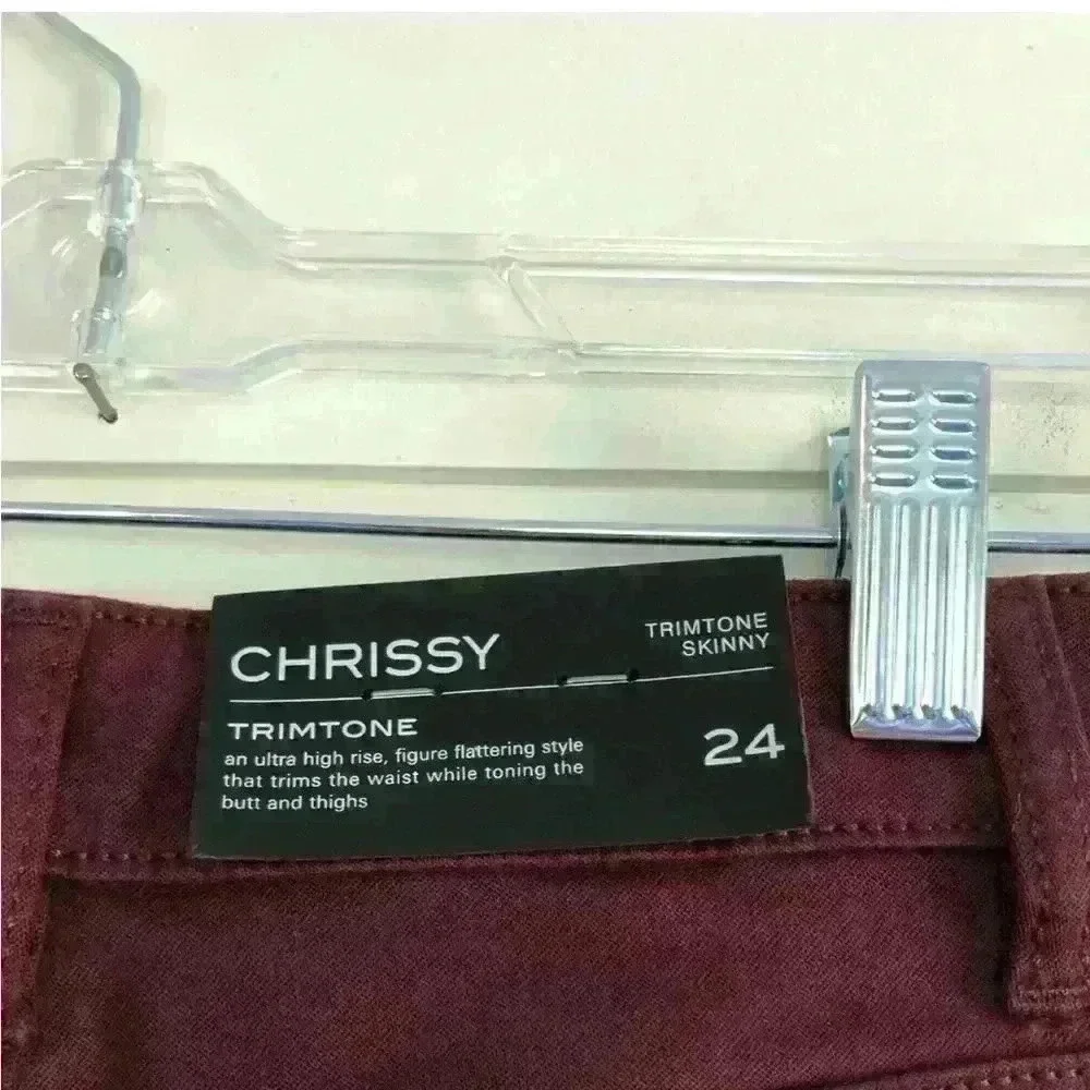 DL1961 NWT Womens Chrissy High-Rise Step-Hem Cropped Jeans Burgundy Size 24